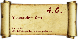 Alexander Örs névjegykártya